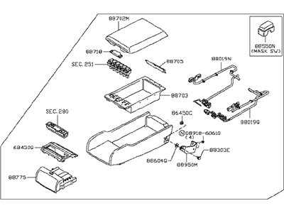 Infiniti 88700-EJ08A Rear Seat Armrest Assembly