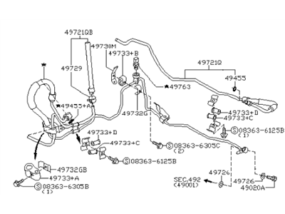 2006 Infiniti FX35 Power Steering Hose - 49710-CG205