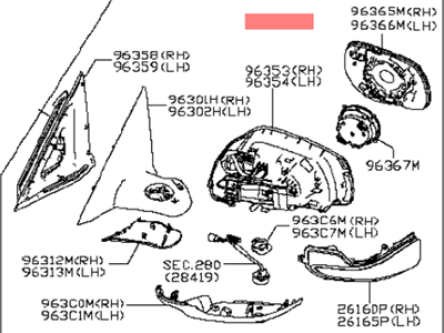 Infiniti 96302-4HK2A Door Mirror Assy-LH