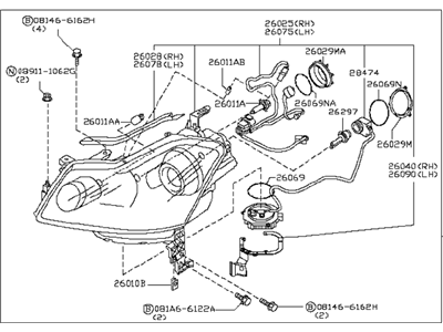 Infiniti 26010-EH11D Right Headlight Assembly