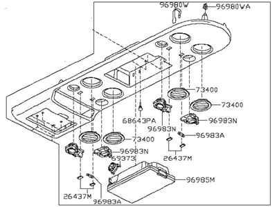 Infiniti 96939-ZC01A Sub Console Assembly-Rear OVEREAD