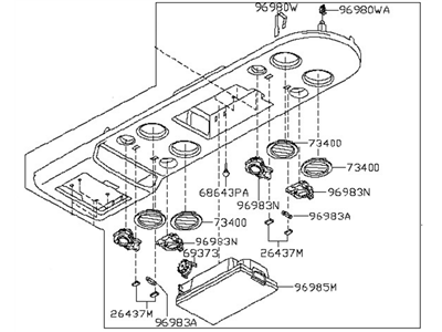 96939-ZQ00A Infiniti Sub Console Assembly Rear Overhead Illustration 1 of 1