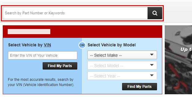 How do I find parts using the search bar?